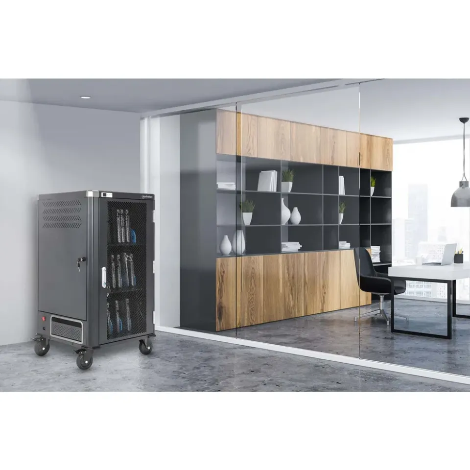 MANHATTAN nabíjecí vozík pro notebooky, 30 míst. 30 portů, až 16", AC, 2300W