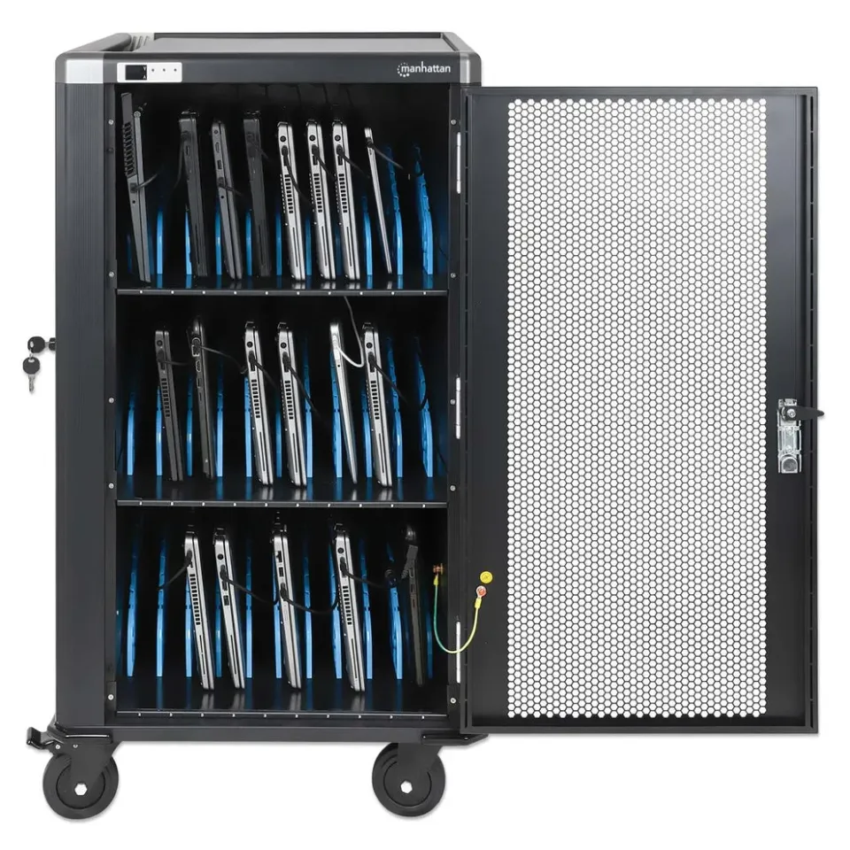 MANHATTAN nabíjecí vozík pro notebooky, 30 míst. 30 portů, až 16", AC, 2300W