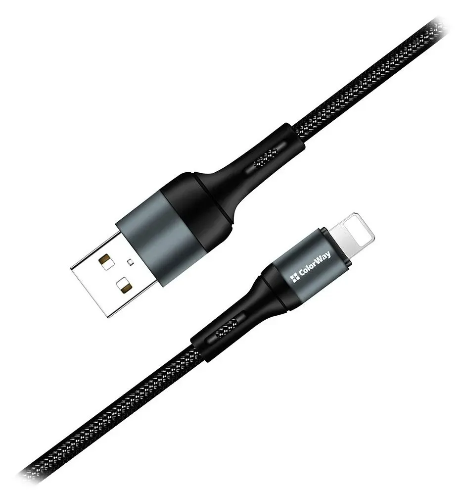 Colorway Datový Kabel USB/ Apple Lightning/ 2.4A/ Nylon/ 1m/ Černý
