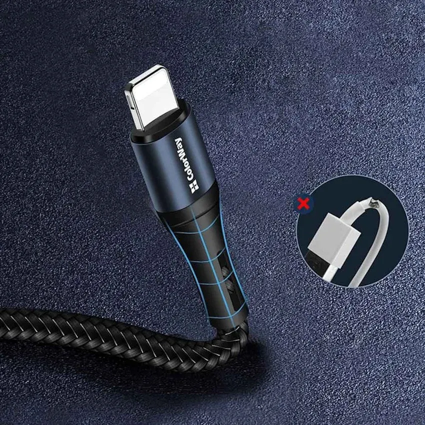 Colorway Datový Kabel USB/ Apple Lightning/ 2.4A/ Nylon/ 1m/ Černý