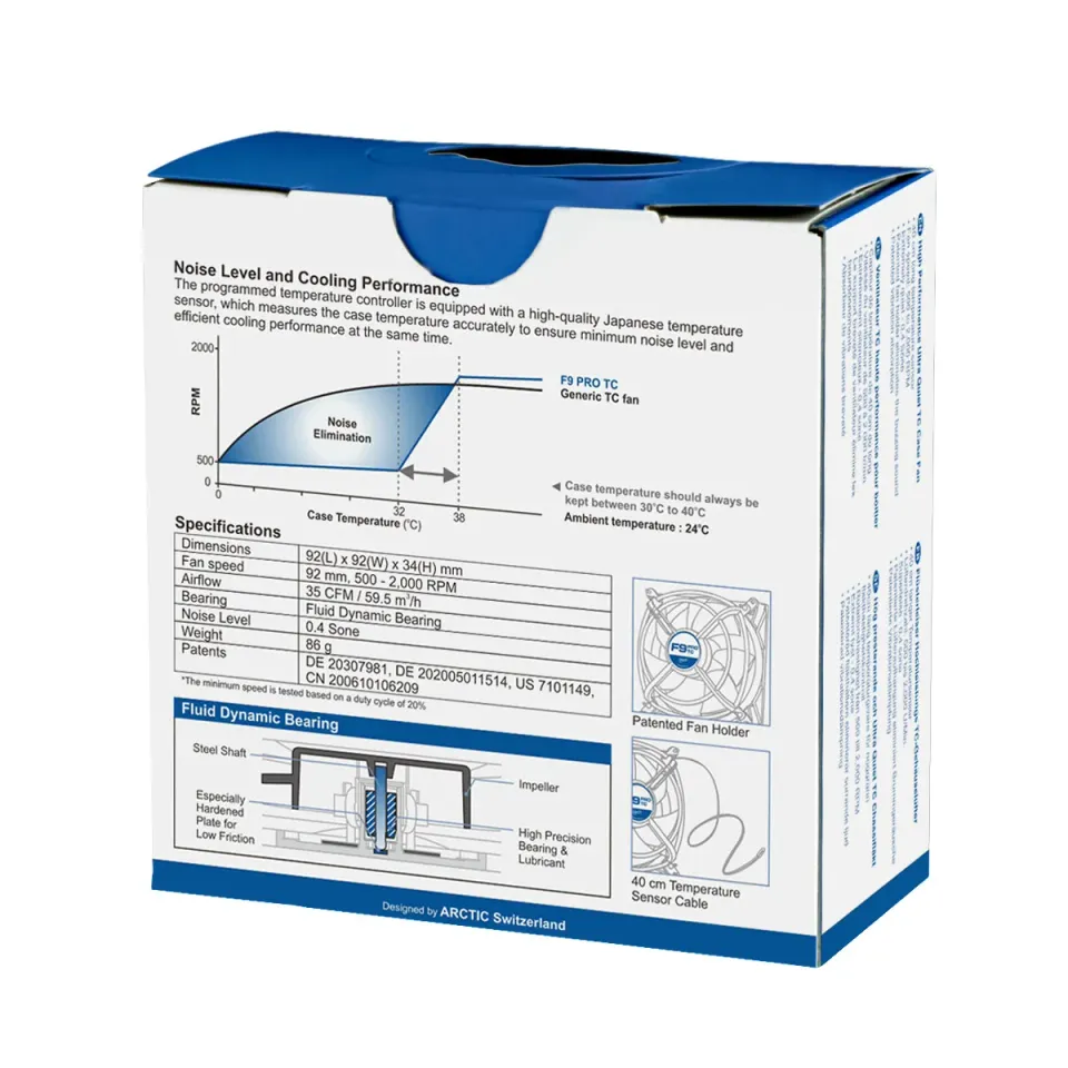 ARCTIC F9 PRO TC 92mm case fan with TC control