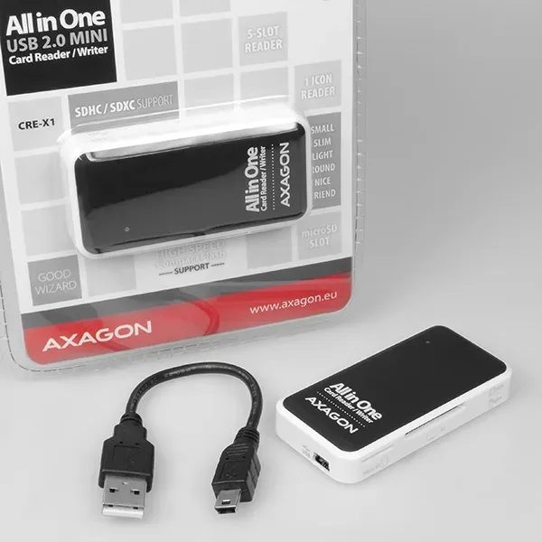 AXAGON CRE-X1, USB 2.0 externí MINI čtečka 5-slot ALL-IN-ONE