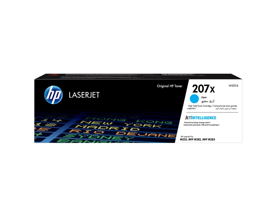 HP W2211X originální toner azurový č.207X velký cca 2450 str. (cyan, pro HP CLJ M255, M282, M283, Jetintelligence )