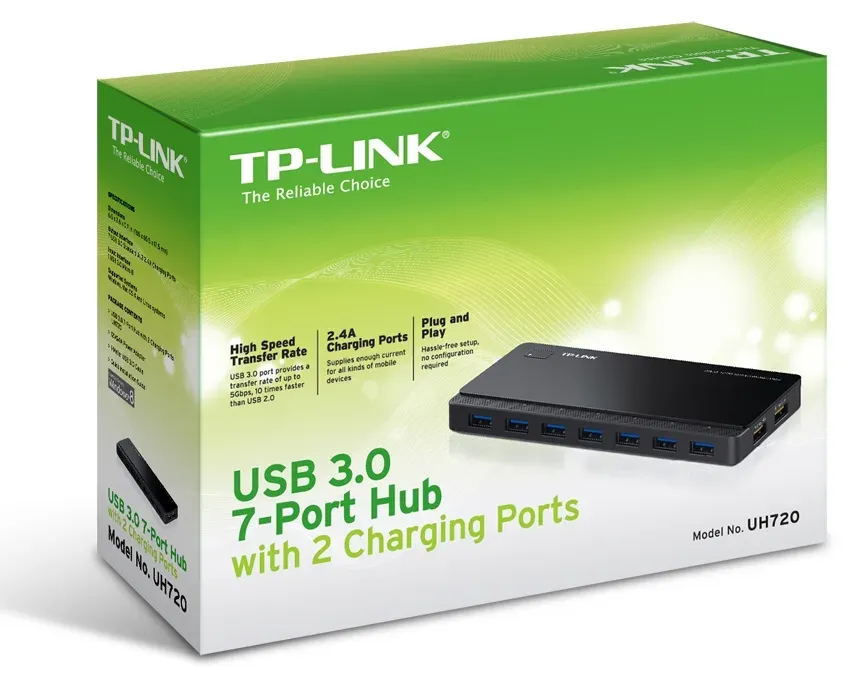 TP-LINK UH720 7 ports USB 3.0 Hub 7 12V/2,5A s 2 porty pro nabíjení