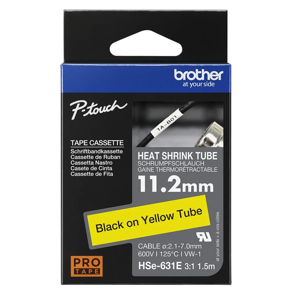 Brother - HSE-631E, bužírka žlutá / černá (11,2 mm)