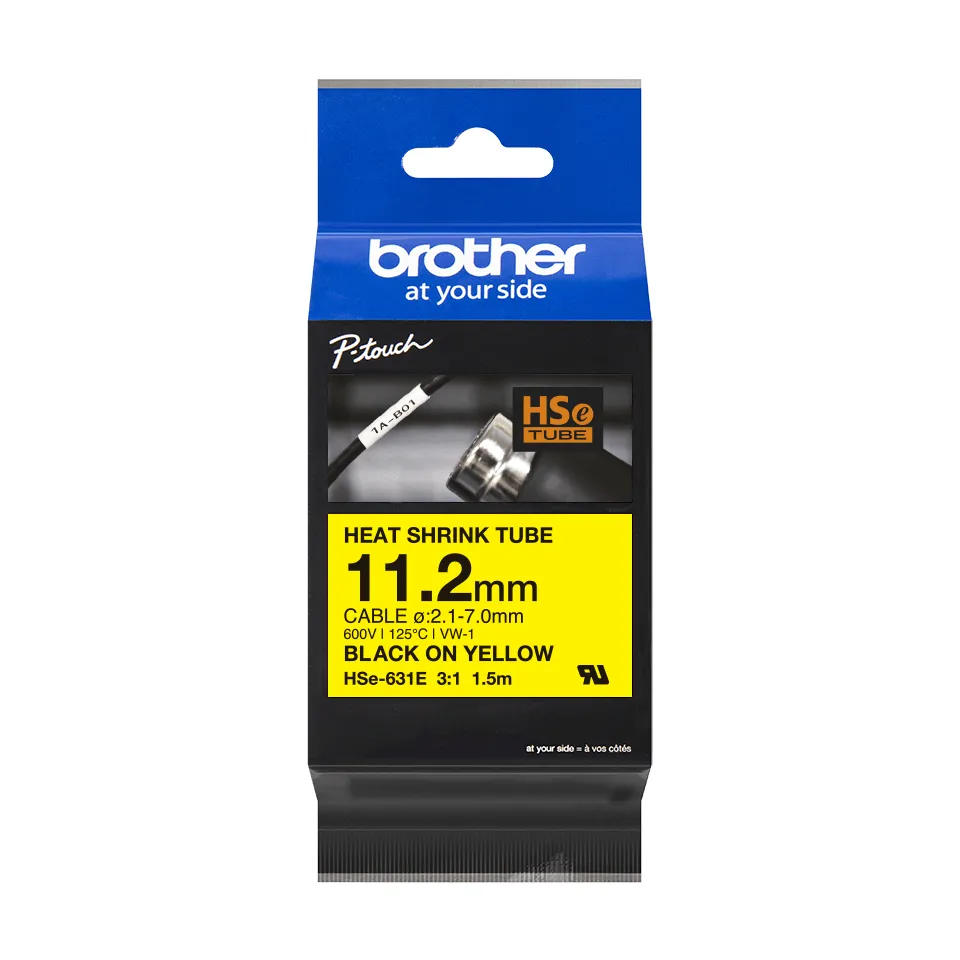Brother - HSE-631E, bužírka žlutá / černá (11,2 mm)