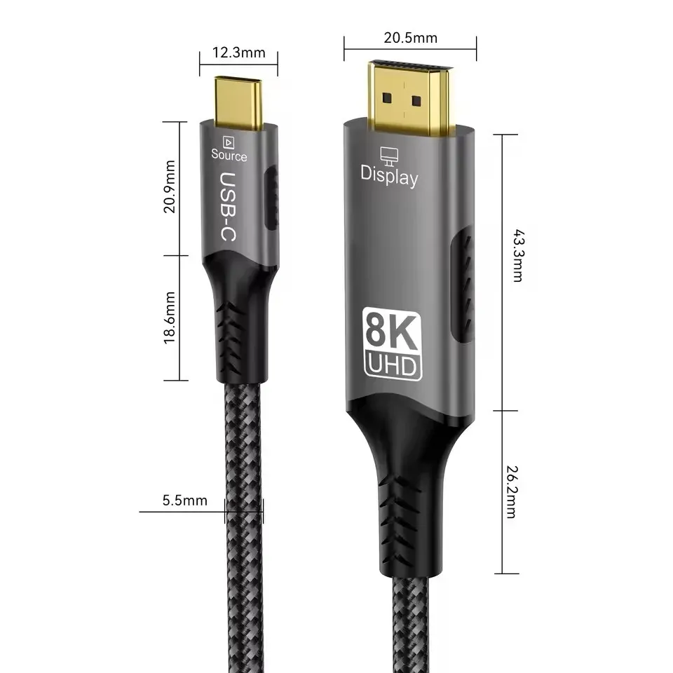 PremiumCord USB-C na HDMI kabel 2m rozlišení obrazu 8K@60Hz,4K@144Hz Aluminium