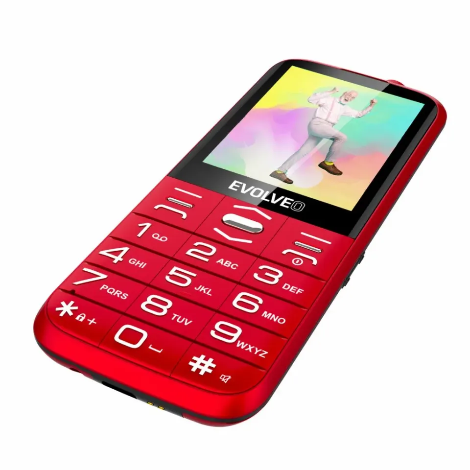 EVOLVEO EasyPhone XO, mobilní telefon pro seniory s nabíjecím stojánkem (červená