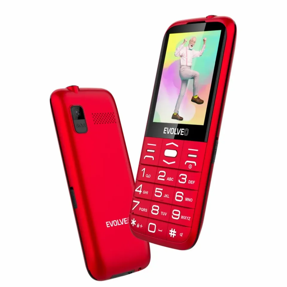 EVOLVEO EasyPhone XO, mobilní telefon pro seniory s nabíjecím stojánkem (červená
