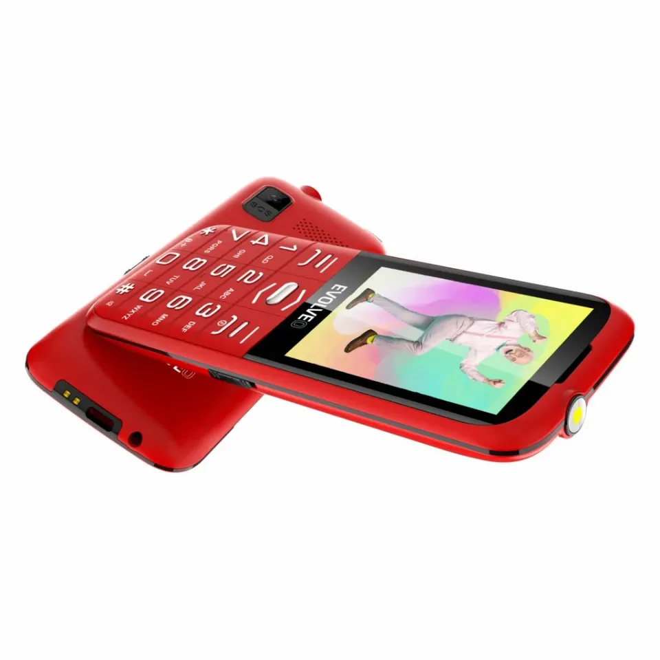 EVOLVEO EasyPhone XO, mobilní telefon pro seniory s nabíjecím stojánkem (červená
