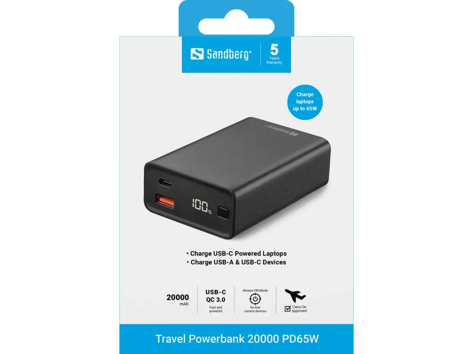 Sandberg Travel Powerbank 20000 PD65W