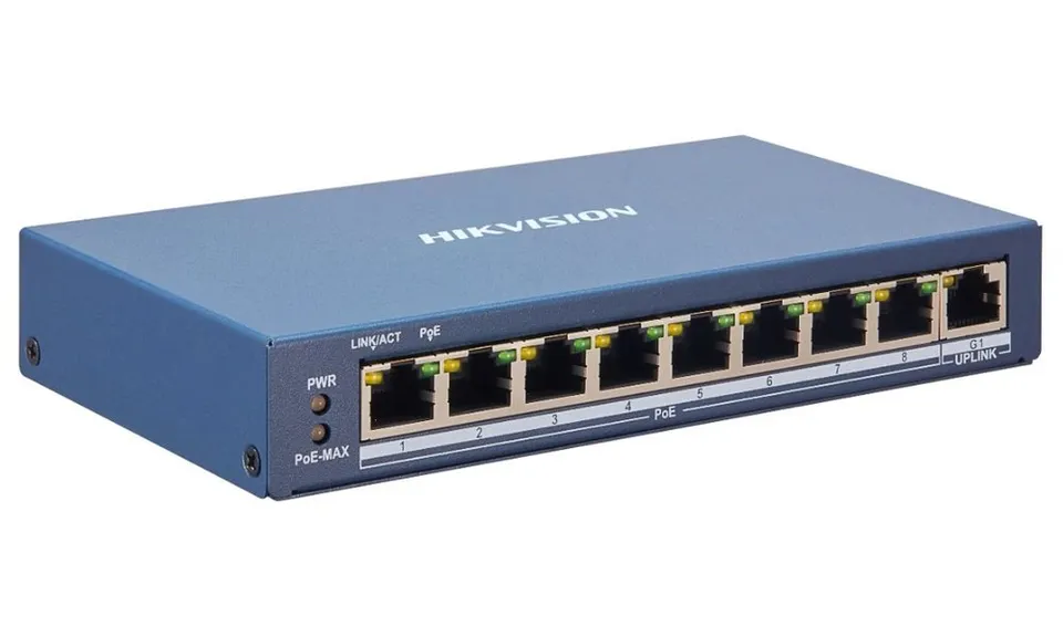 Hikvision DS-3E1309P-EI(B) - Smart managed switch 8x 100TX PoE + 1x Gb uplink, 110W, Super PoE
