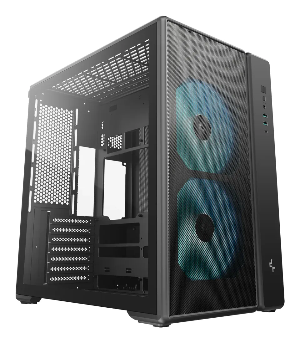 DEEPCOOL Case CG590 MESH 2F, ATX, Průhledná bočnice, 2x160mm ARGB, černá