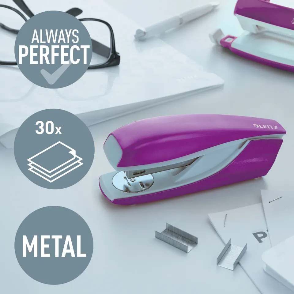 LEITZ Stolní sešívačka NeXXt WOW 5502, purpurová, box