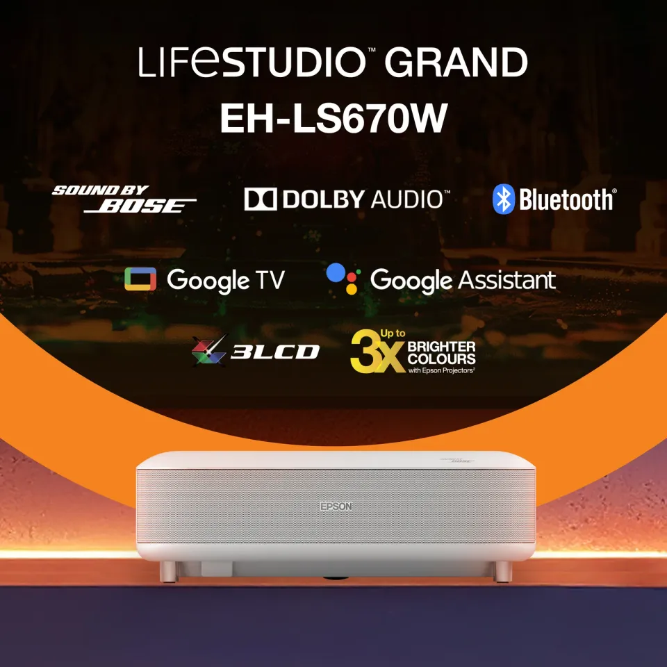 EPSON projektor EH-LS670W diamantová bílá, 4K PRO-UHD, 3600lm, HDMI, USB, Google TV, 240Hz
