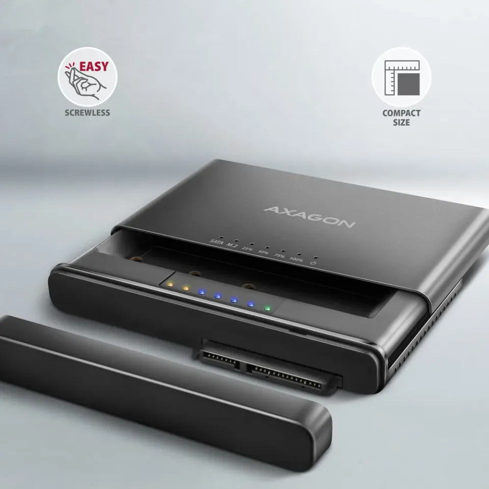 AXAGON ADSA-CC USB-C 10Gbps - NVMe M.2 SSD & SATA 2.5"/3.5" SSD/HDD CLONE MASTER