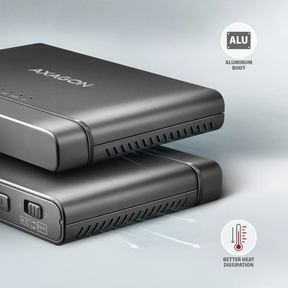 AXAGON ADSA-CC USB-C 10Gbps - NVMe M.2 SSD & SATA 2.5"/3.5" SSD/HDD CLONE MASTER