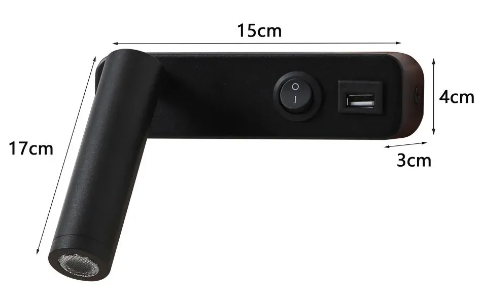 IMMAX GOAL designové nástěnné LED svítidlo, vypínač, USB, 3W, černé