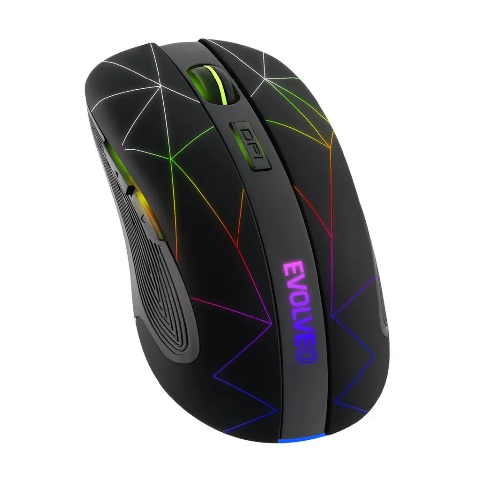 EVOLVEO WM430 - herní, optická, bezdrátová myš, RGB podsvícení , 2400 DPI, USB