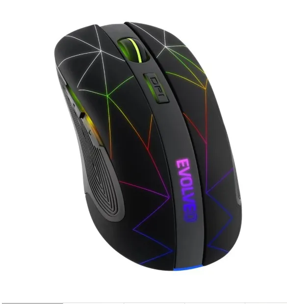 EVOLVEO WM430 - herní, optická, bezdrátová myš, RGB podsvícení , 2400 DPI, USB