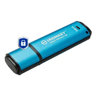 Kingston Ironkey Vault Privacy 50/512GB/USB 3.2/USB-A/Modrá