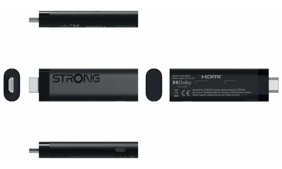 STRONG 4K Google TV Stick LEAP-NOVA/ HDMI/ USB-C/ BT/ Wi-Fi/ NETFLIX/ Disney+/ Amazon Prime Video/ Android 14/ černý