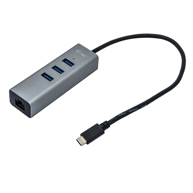 i-Tec USB-C 3.1 HUB 3port Metal + Gigabit Ethernet adaptér, 1x USB na RJ-45