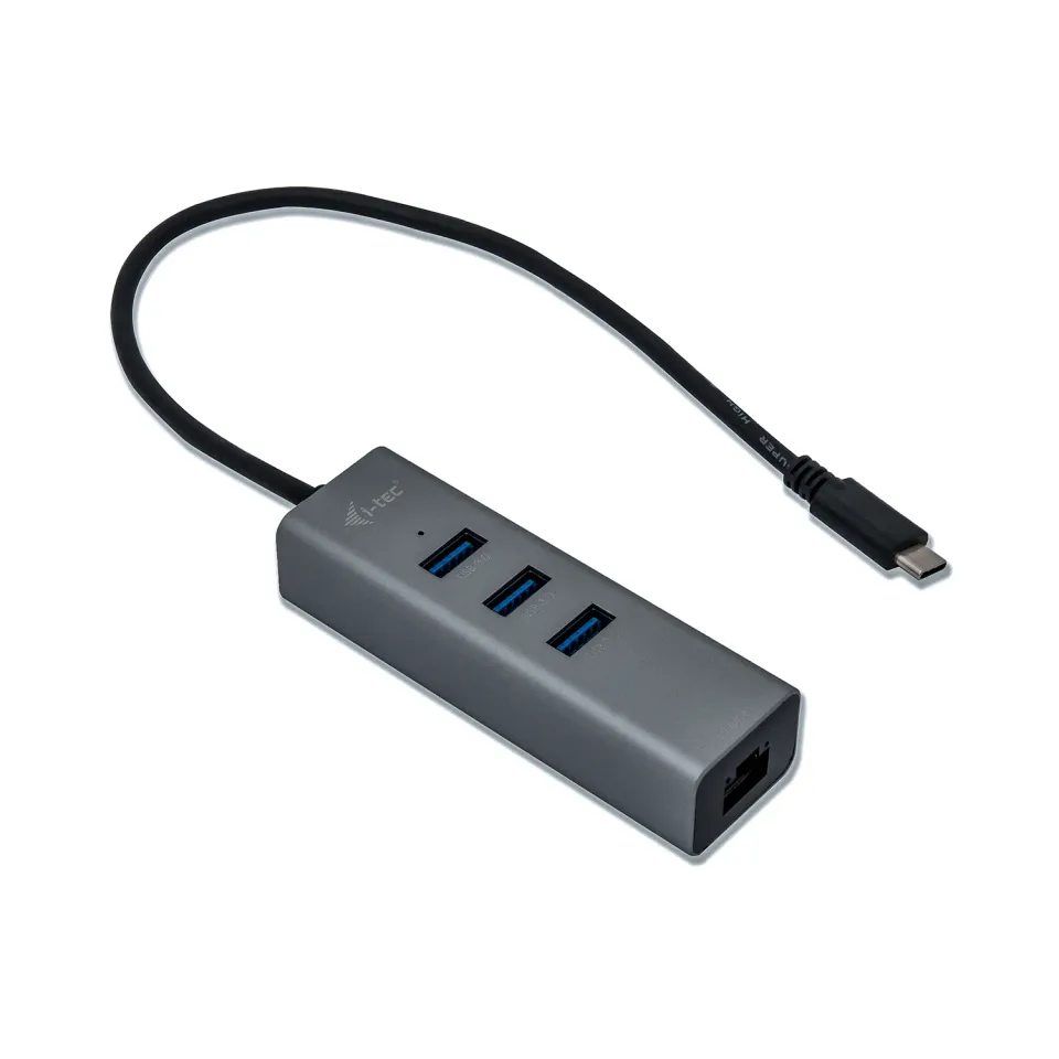 i-Tec USB-C 3.1 HUB 3port Metal + Gigabit Ethernet adaptér, 1x USB na RJ-45