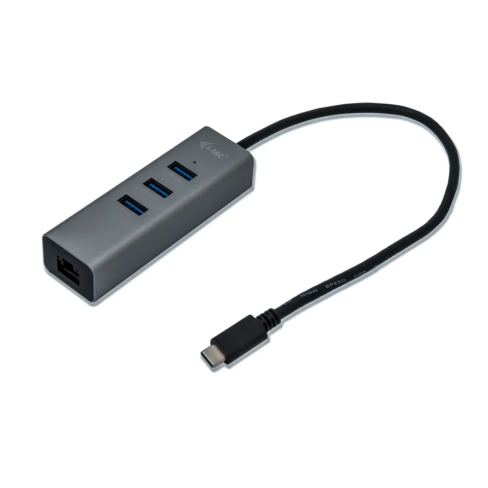 i-Tec USB-C 3.1 HUB 3port Metal + Gigabit Ethernet adaptér, 1x USB na RJ-45