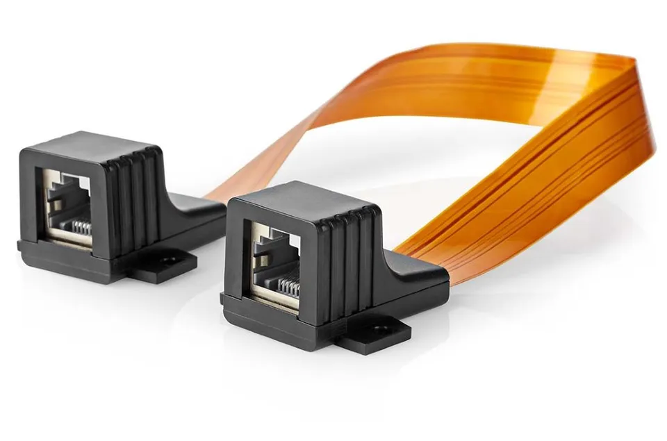 NEDIS Cat 5e UTP kabel/ RJ45 zásuvka - RJ45 zásuvka/ na okenní rámy/ vnitřní a venkovní/ plochý/ nylon/ černý/ box/ 30cm