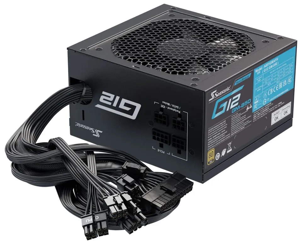 SEASONIC zdroj G12-GM-850 (V1.5) Gold / 850W / ATX / 120mm fan / semi-modulární / 80PLUS Gold