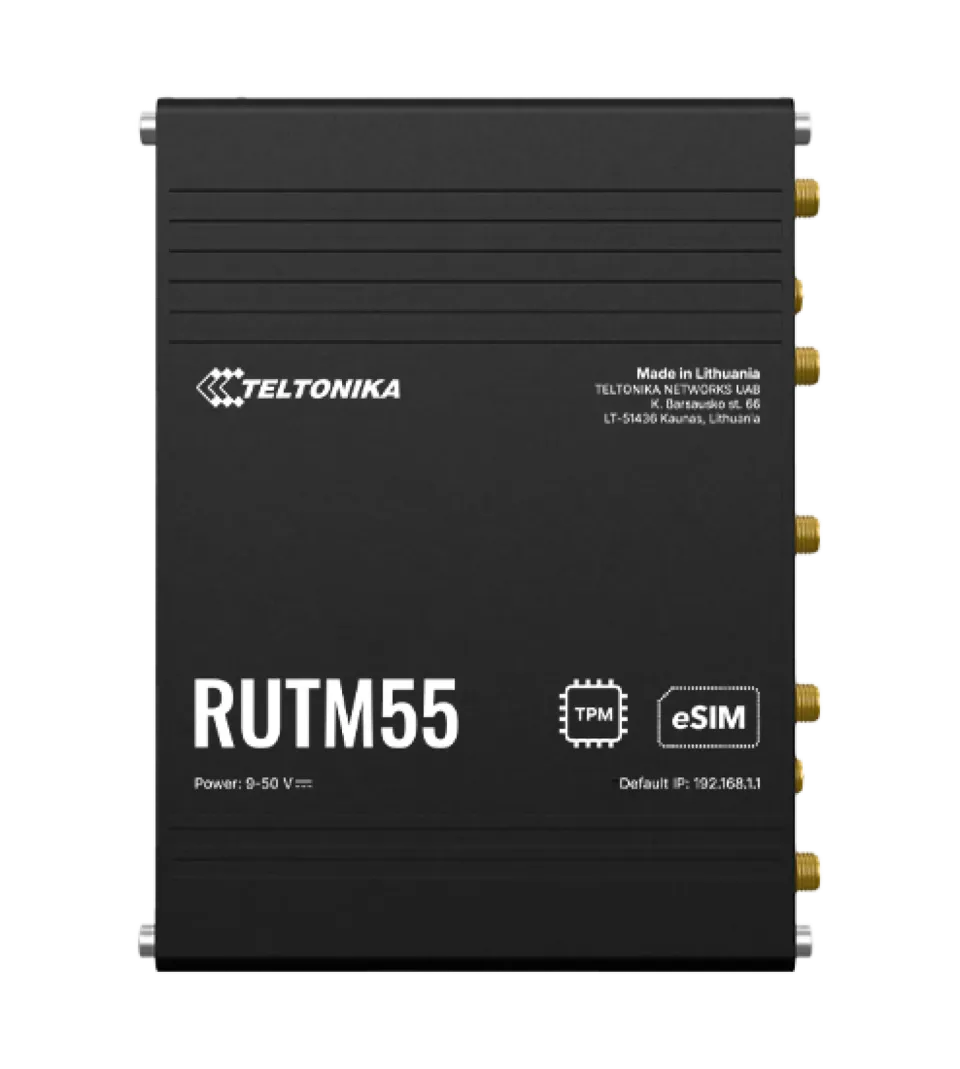 Teltonika RUTM55 Průmyslový 5G Wi-Fi Router, I/O, RS232 a RS485, GPS, eSIM