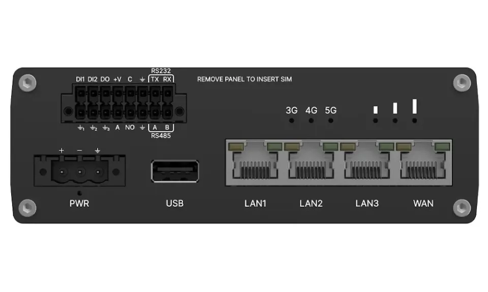Teltonika RUTM55 Průmyslový 5G Wi-Fi Router, I/O, RS232 a RS485, GPS, eSIM