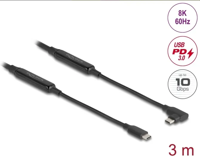 Delock Aktivní kabel USB 10 Gbps, ze zástrčkového rozhraní USB Type-C na zástrčk