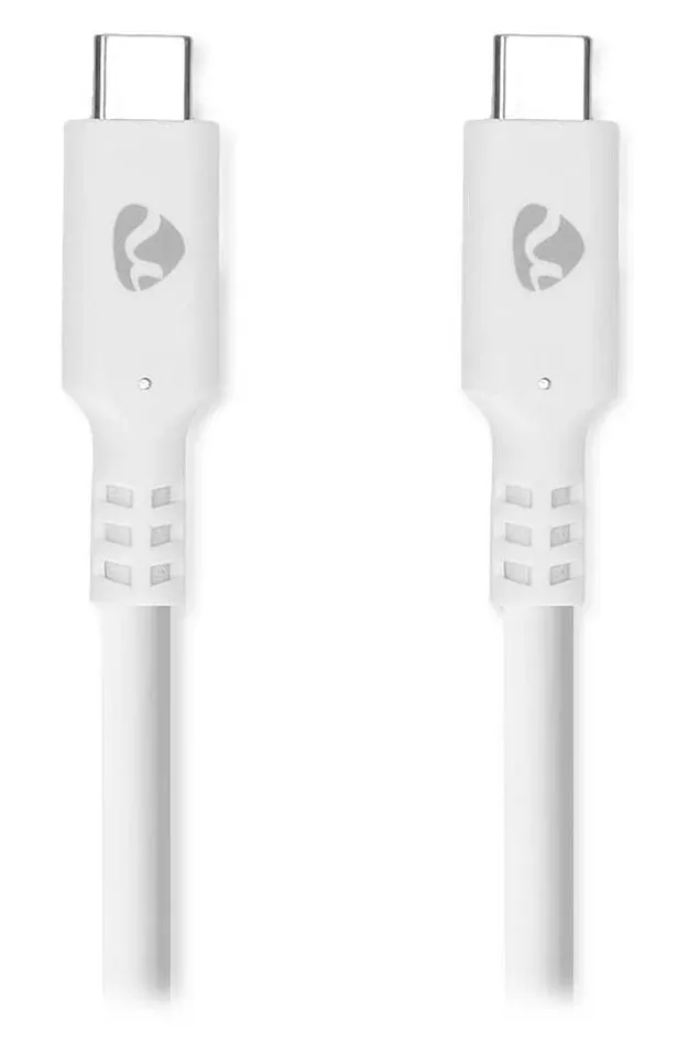 NEDIS kabel USB 3.2 Gen 1/ zástrčka USB-C - zástrčka USB-C/ 60 W/ 4K@60Hz/ 5 Gbps/ poniklovaný/ bílý/ box/ 1m