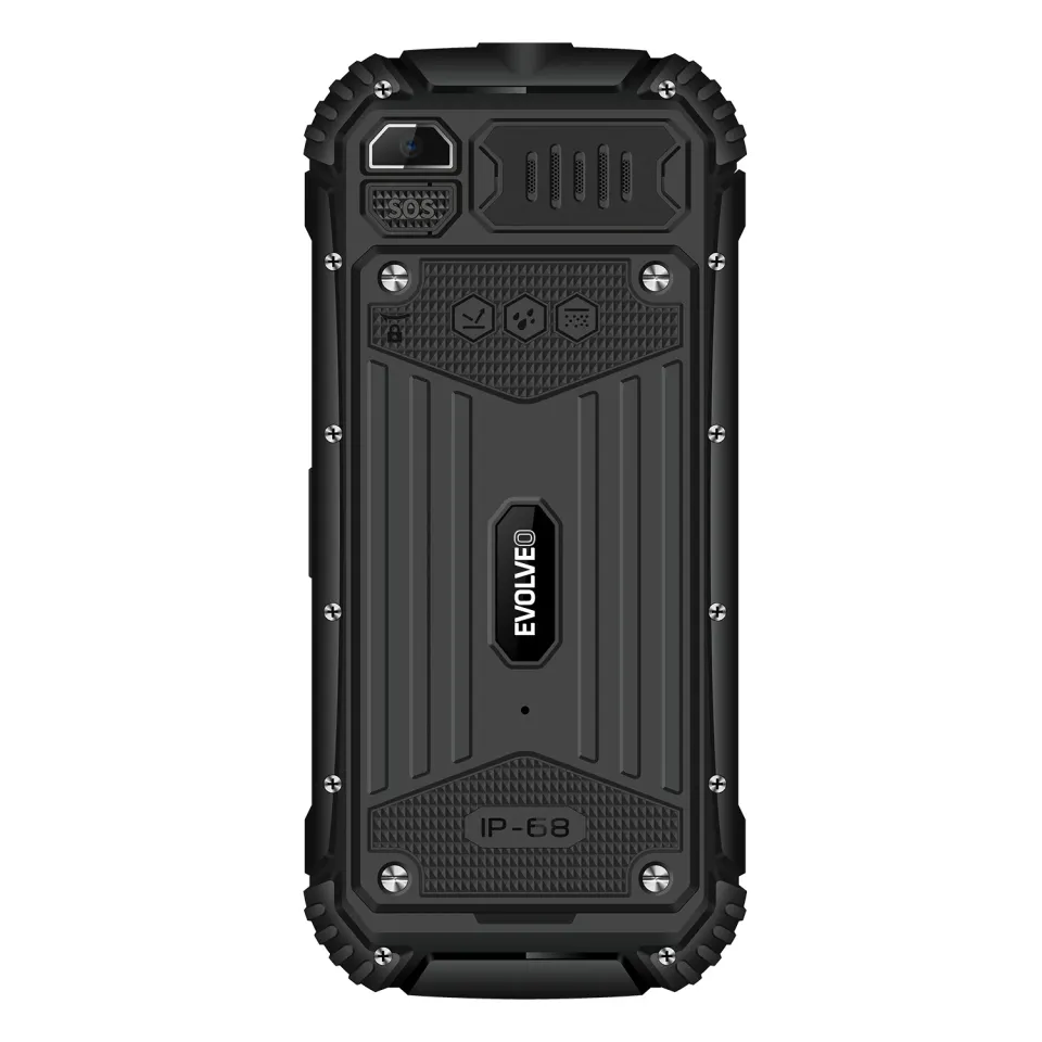 EVOLVEO StrongPhone Q1, vodotěsný odolný Dual SIM telefon, černý