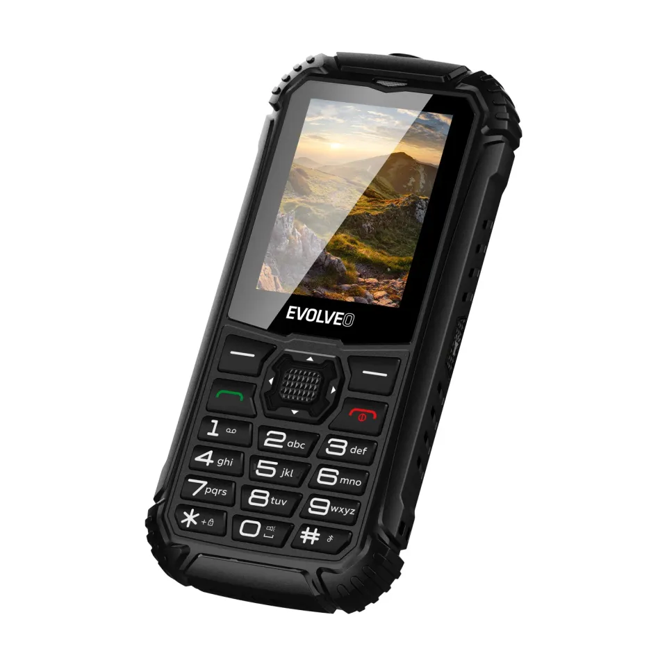 EVOLVEO StrongPhone Q1, vodotěsný odolný Dual SIM telefon, černý