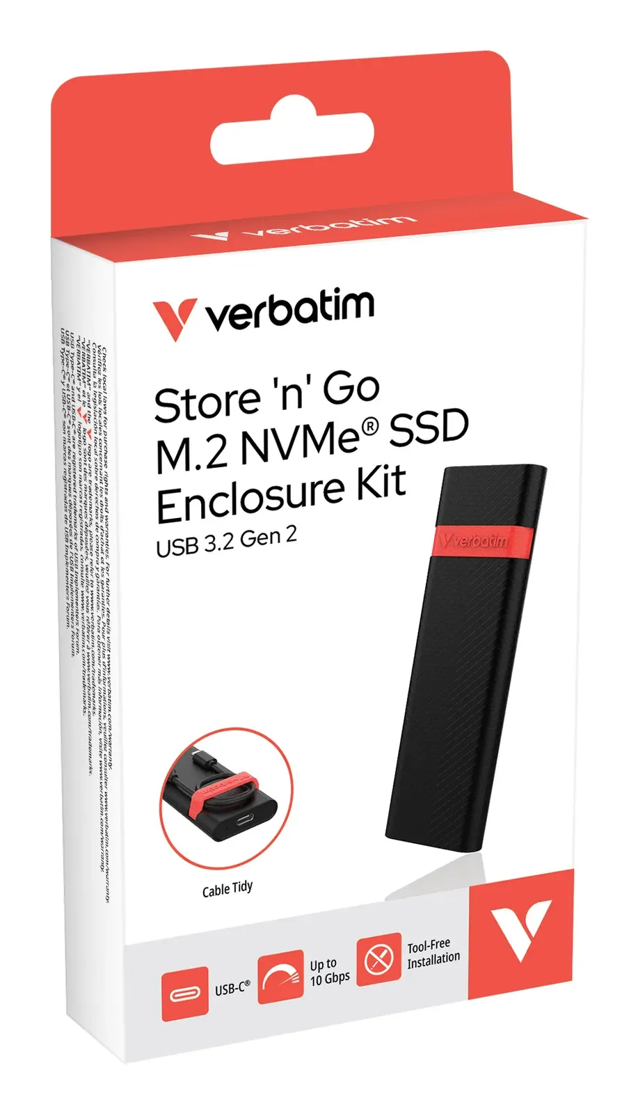 VERBATIM Kryt M.2 NVMe SSD Store ‘n’ Go, USB 3.2 Gen 2, černá