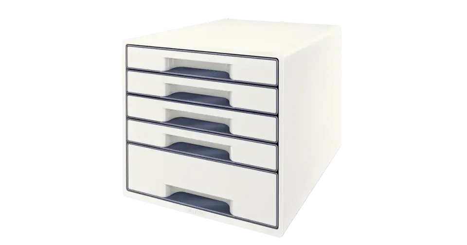 LEITZ Zásuvkový box WOW CUBE, 5 zásuvek, bílá/šedá