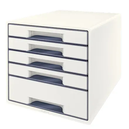 LEITZ Zásuvkový box WOW CUBE, 5 zásuvek, bílá/šedá