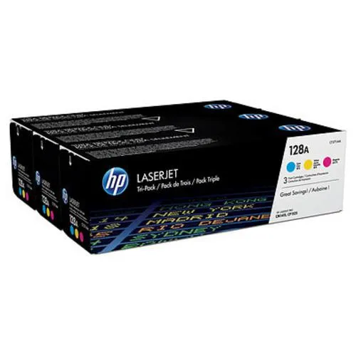 HP CF371AM originální sada tonerů (3pack toner) č. 128A CMY azurový+purpurový+žlutý 1300 stran (CE321A+CE322A+CE323A, LJ color CP1525, CM1415)