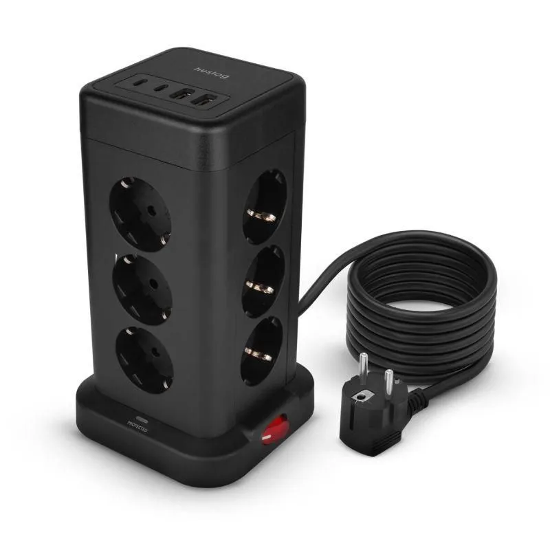 Nabíjecí stanice Huslog 15W 12xzásuvka, 2xUSB-C, 2xUSB černá