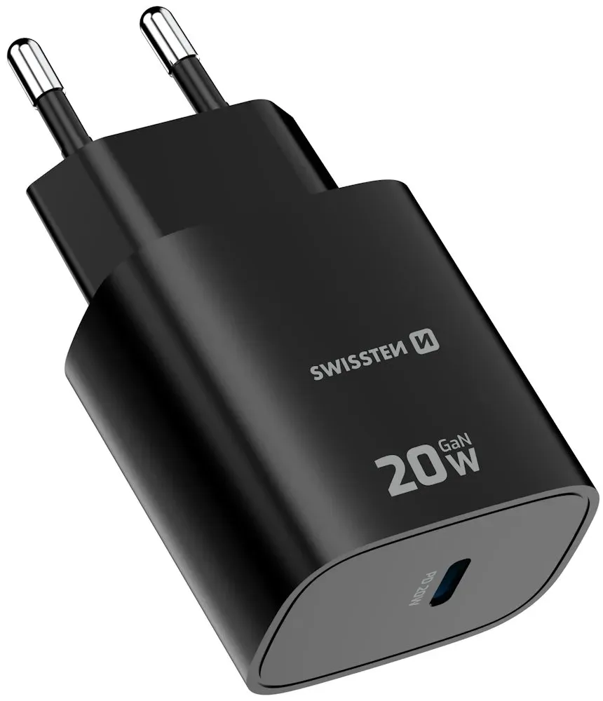 Swissten Síťový Adaptér Edge GaN 1x USB-C PD 20W Černý