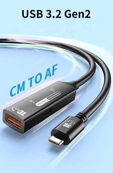 PremiumCord USB 3.2 Gen 2 repeater a prodlužovací kabel C-Male-A-Female, 10Gbps (ku3rep7bl)