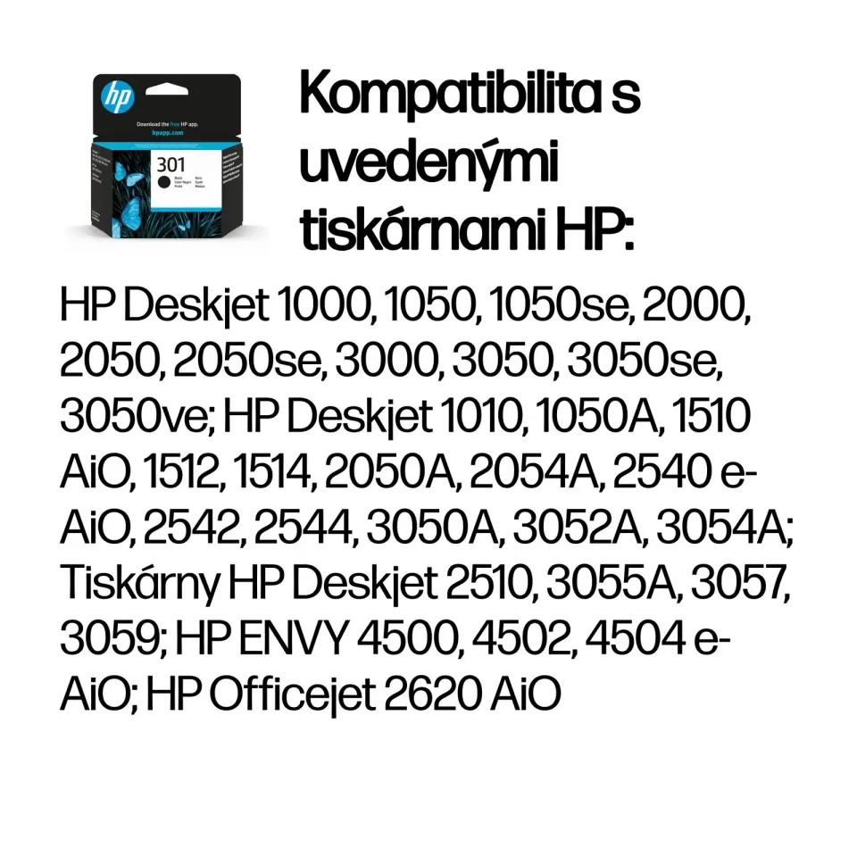HP CH561EE originální náplň černá č.301 black (170stran, pro Deskjet 1050, 1510, 2050, 2514, OJ2620)