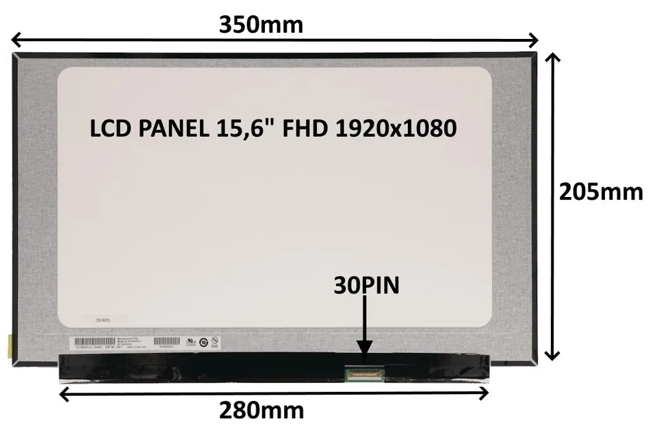 LCD PANEL 15,6" FHD 1920x1080 30PIN MATNÝ IPS / BEZ ÚCHYTŮ (77021571)