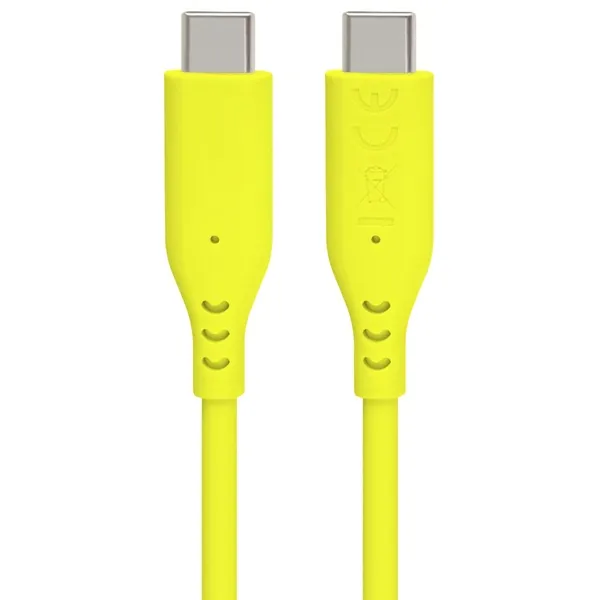 PremiumCord Silikonový kabel s konektory USB-C 60W 480Mbps žlutý extra měkký 1,5