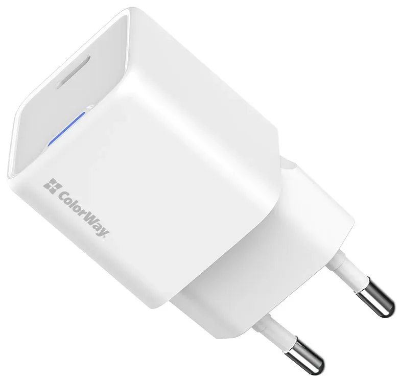 COLORWAY 1x USB-C/ síťová nabíječka/ GaN/ PD/ PPS/ 25W/ Včetně 100cm kabelu/ Bílá