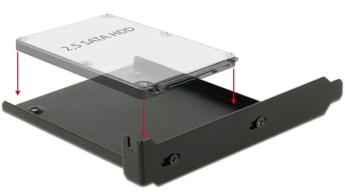 Delock instalační rámeček pro 1 x 2.5" HDD do PC slotu.