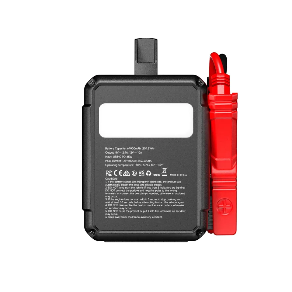 TOPDON Car Jump Starter V4000 HD/3000A (24V)/4000A (12V)/24000mAh/16l benzín/16l diesel/LED světlo |